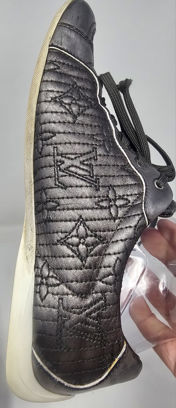 Louis Vuitton Silver Metallic Monogram Tennis Stitch Sneakers Sz EU 36.5 US 6.5 - Picture 6 of 15